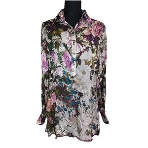 Georg Roth Women MEDIUM Floral Dark Romantic Fairy‎ Grunge Whimsigoth Blouse Top
